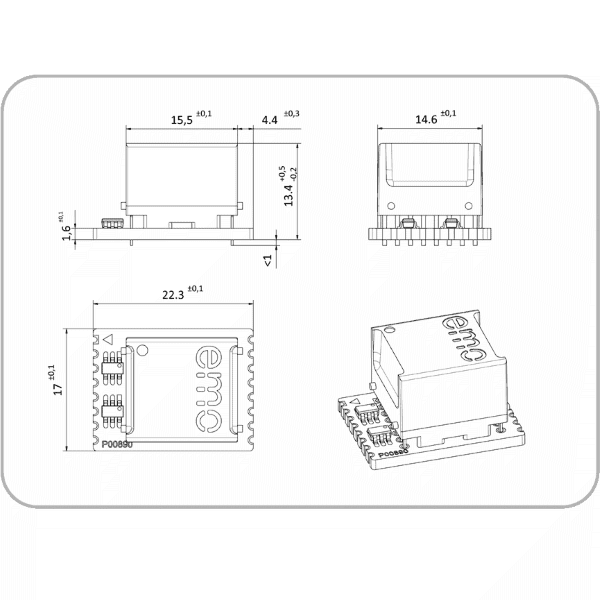 Dimensional drawing for the network isolator EMOSAFE EN-100S