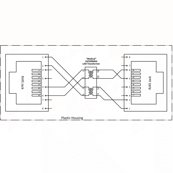 Circuit diagram for the network isolator EMOSAFE EN-10