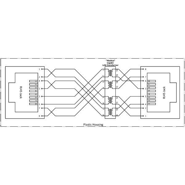 Circuit diagram for the network isolator EMOSAFE EN-10HG and EN-10VG