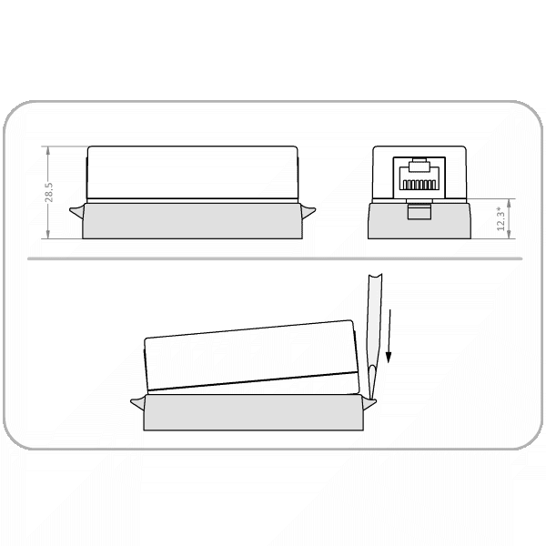 Diagram for the wall mounting plate Z-6-W for network isolator EN-1005+