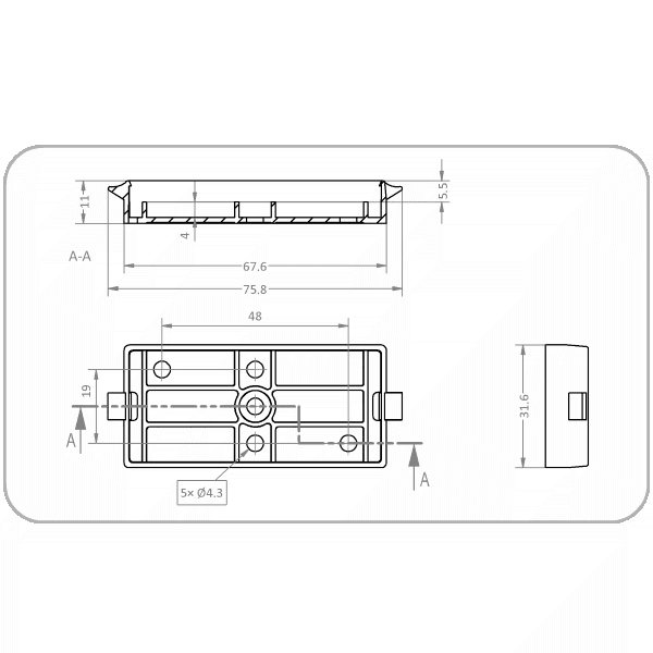 Zeichnung Wandmontageplatte Z-6-W von Netzwerkisolator EN-1005+